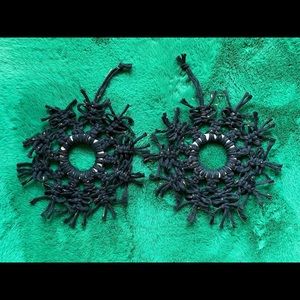 2 Gothic Black Macrame Crochet Snowflake Ornaments